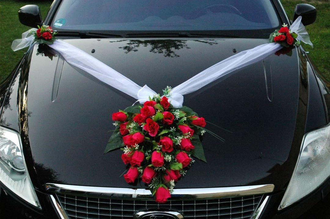 Spitze STRAUss Auto Schmuck Braut Paar Rose Deko Dekoration Autoschmuck Hochzeit Car Auto Wedding De