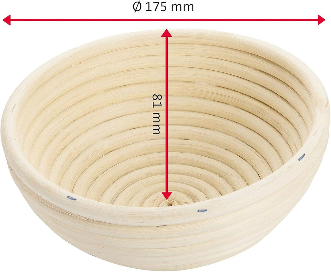 Westmark Gärköbchen-Set, 2tlg., Gärkörbchen rund + Bezug, Peddigrohr/Baumwolle, Hellbeige/Beige, 320