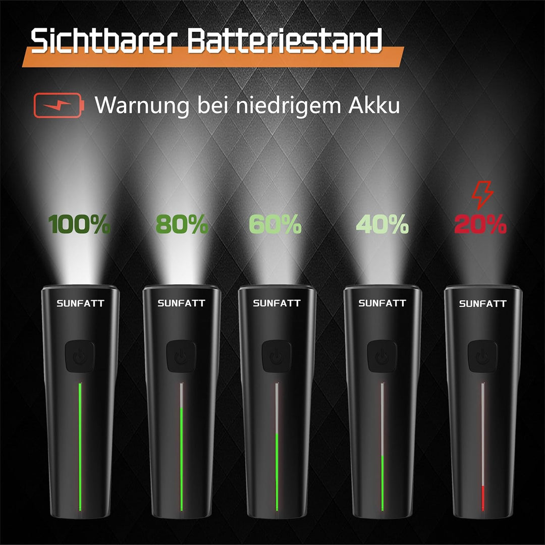 SUNFATT Fahrradlicht Set,StVZO Zugelassen Fahrrad Licht vorne&rücklicht-[2600mAh]-IPX5 Wasserdicht F