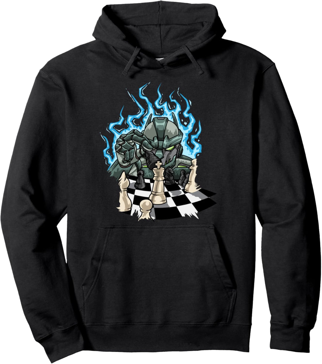 Cyborg Roboter Mit Schachbrett Und Schachfiguren - Schach Pullover Hoodie