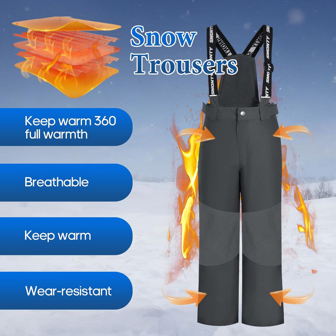 SMONTY Skihose für Kinder Mädchen Winter Wasserdicht Winddicht Warme Snowboard-Rückenhose Standard 1