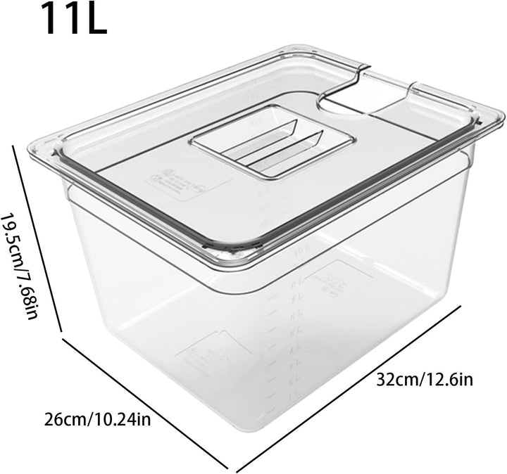 Sous-Vide-Behälter, Aufbewahrungsbox für Herd, 32 x 26 cm, luftdichter Deckel, tragbar, transparent,