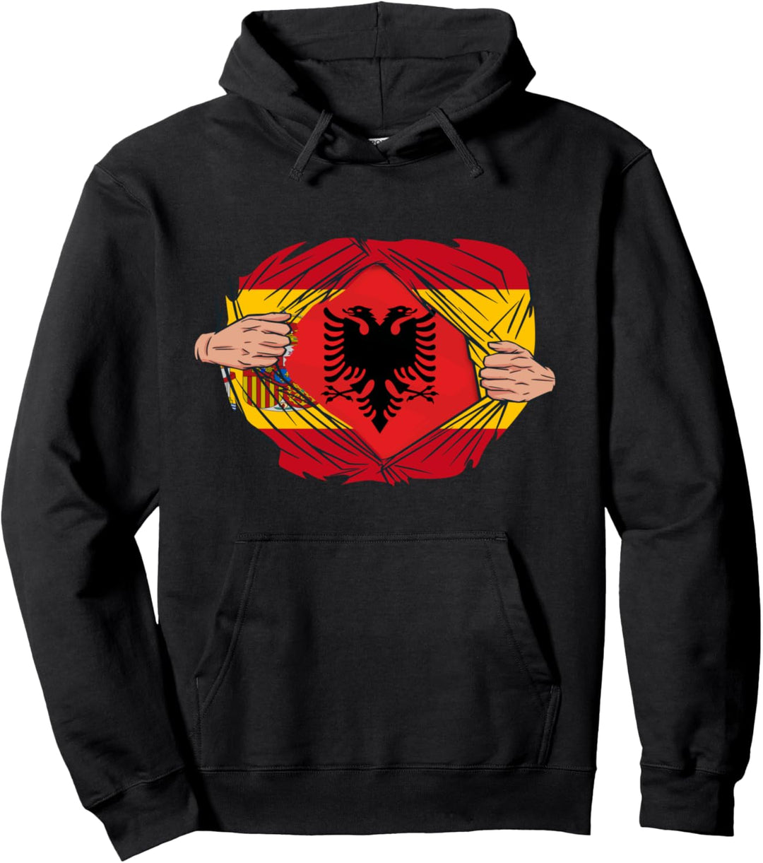 Spanisch mit albanischen Wurzeln Albanische Flagge mit Spanien Pullover Hoodie