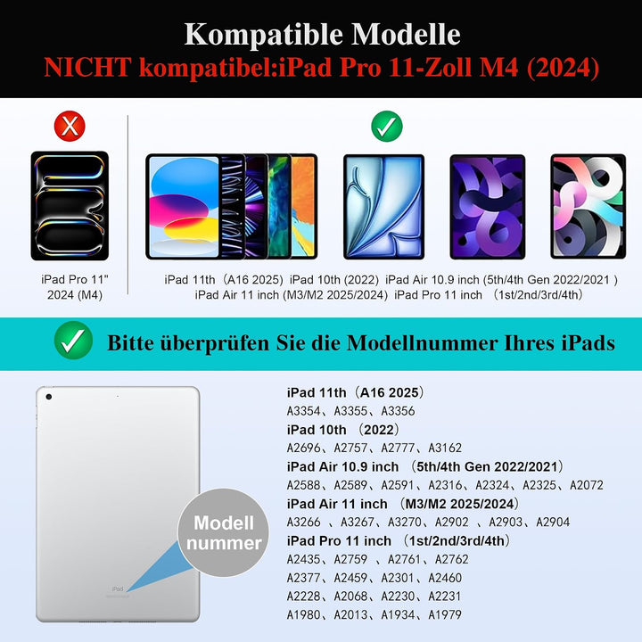 WIWU iPad Hülle mit Tastatur für 11 Zoll A16/10 Gen 3 in 1 Magnetische Abnehmbare Tasche Tastatur St