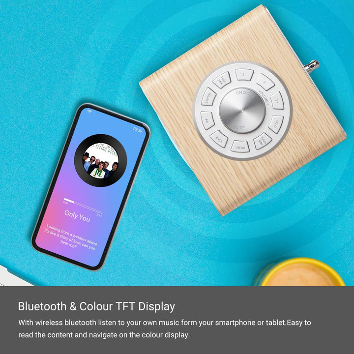 LEMEGA CR4 DAB/DAB+ und UKW Digitalradio,Bluetooth Lautsprecher, DAB Radio,Doppelwecker,Küchen/Schla