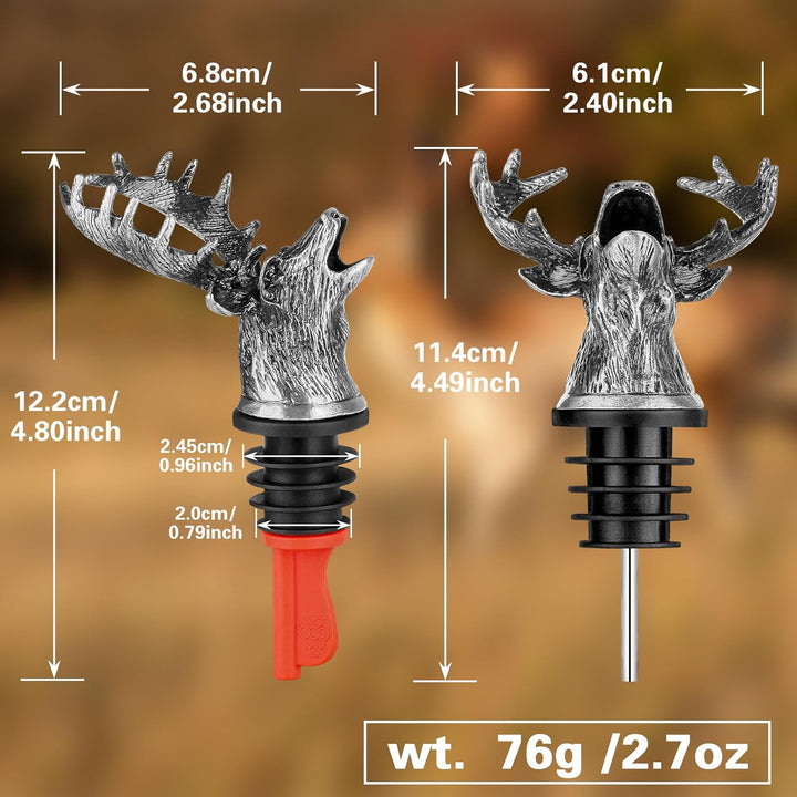 LULLEA Hirschkopf 2-in-1 Weinflaschenverschluss und Ausgiesser, Geschenke für Jäger, Geschenke für M