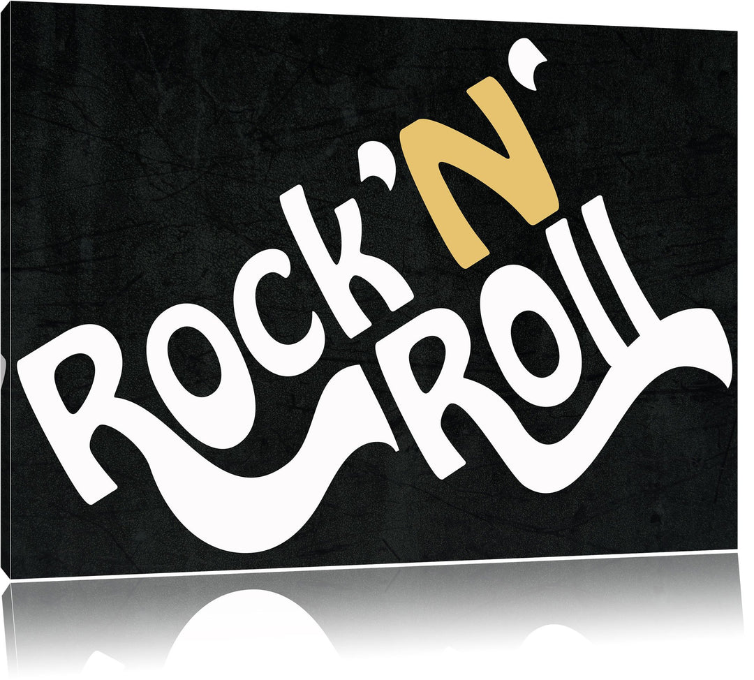 Pixxprint Rock 'n' roll Schrift als Leinwandbild/Grösse: 100x70 cm/Wandbild/Kunstdruck/fertig bespan