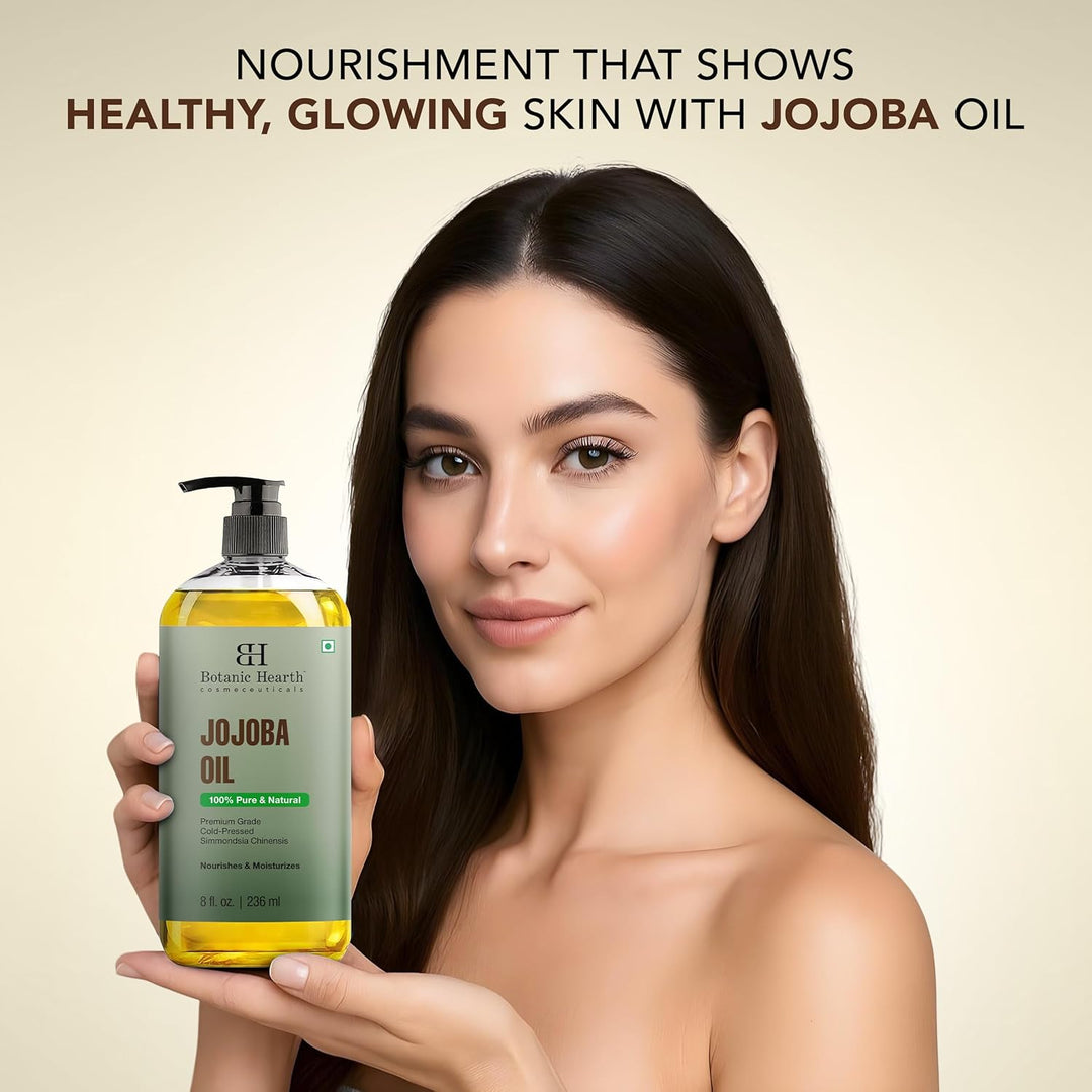 Botanic Hearth Jojobaöl -100% rein, kaltgepresst & hexanfrei, für Haut-, Haar- & Nagelpflege -236ml