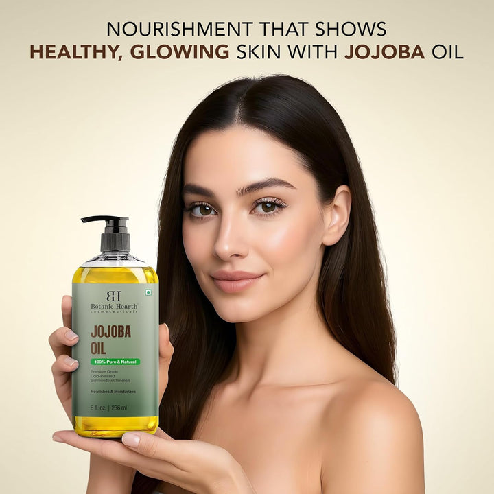 Botanic Hearth Jojobaöl -100% rein, kaltgepresst & hexanfrei, für Haut-, Haar- & Nagelpflege -236ml
