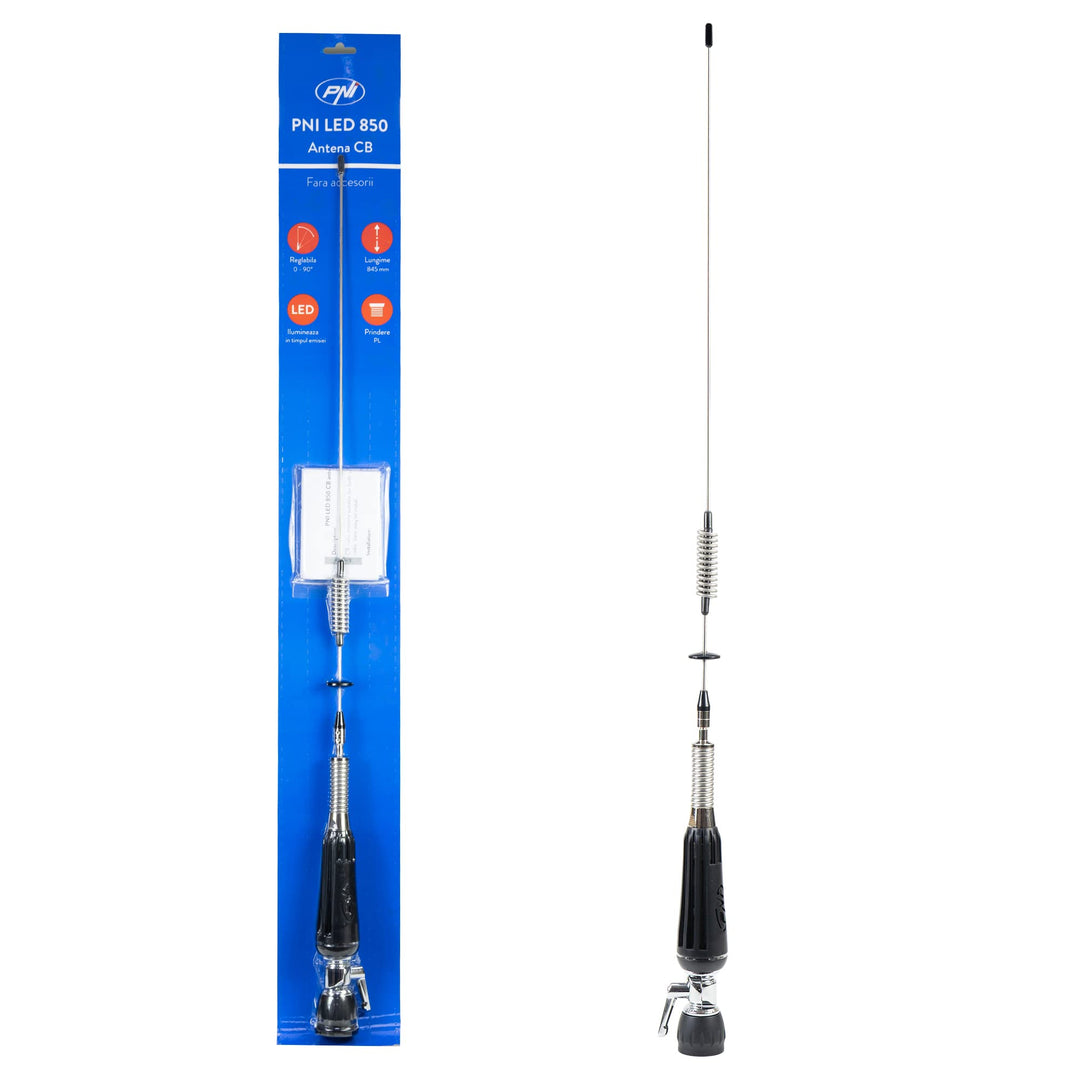 Faltbare CB PNI LED 850 Antenne, 85 cm, 26-28 MHz, 300 Watt, leuchtet während des Sendens, Typ PL-Ge
