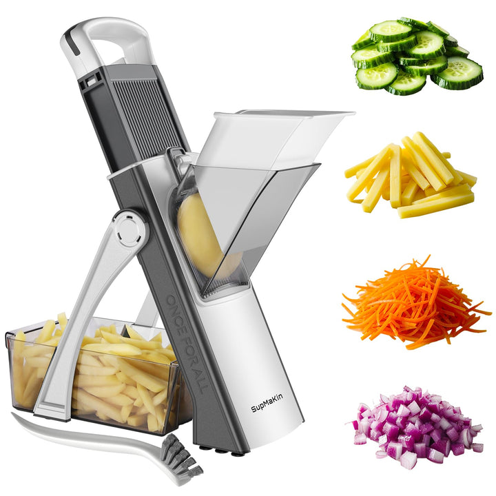SupMakin Gemüseschneider, Once for All Verstellbar Gemüsehobel Genius Mandoline Vegetable Slicer Kar