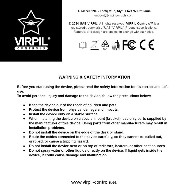 VIRPIL Controls R1-FALCON Rudder Pedals (3 Achsen Flugsimulator Pedale, PC, HOTAS, Space Sim, Heliko