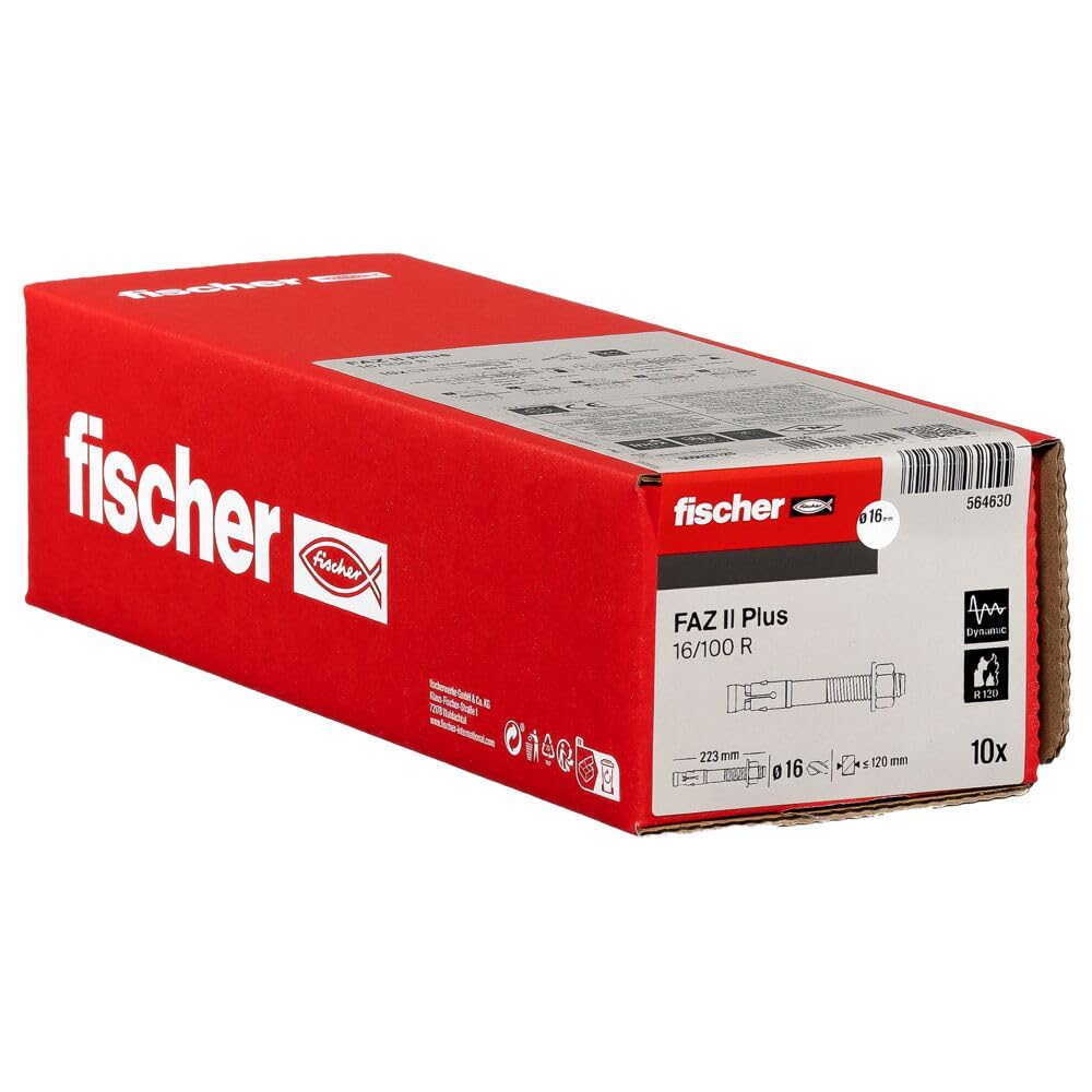 fischer Bolzenanker FAZ II Plus 16/100 R, Schwerlastanker aus Edelstahl mit hoher Tragfähigkeit, Ank