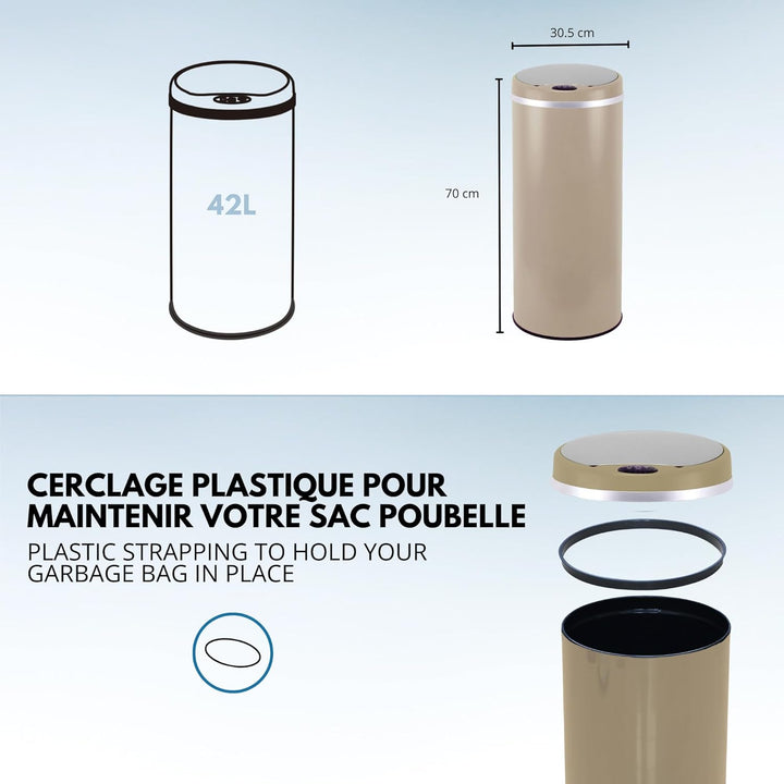 Kitchen Move Automatischer Abfalleimer mit Sensor, Edelstahl, 42 Liter, Durchmesser , mit Deckel, ta