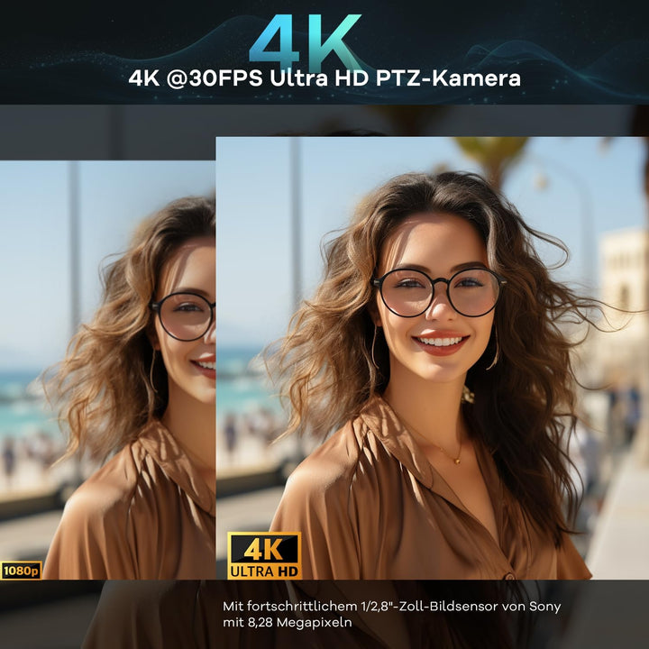 TONGVEO 4K PTZ-Konferenzraum-Kamerasystem, KI-Auto-Tracking 20-facher Zoom 4K PTZ-Kamera USB 3.0 HDM