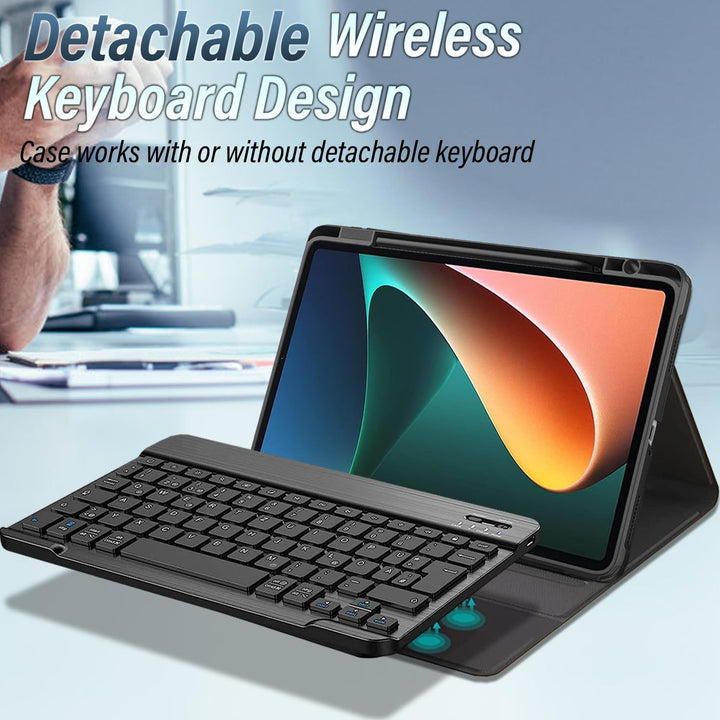 Tastatur Hülle mit Schutzfolie für Xiaomi Pad 5/5 Pro 11 Zoll 2021 Tablet, Hülle mit Stifthalter, Sl