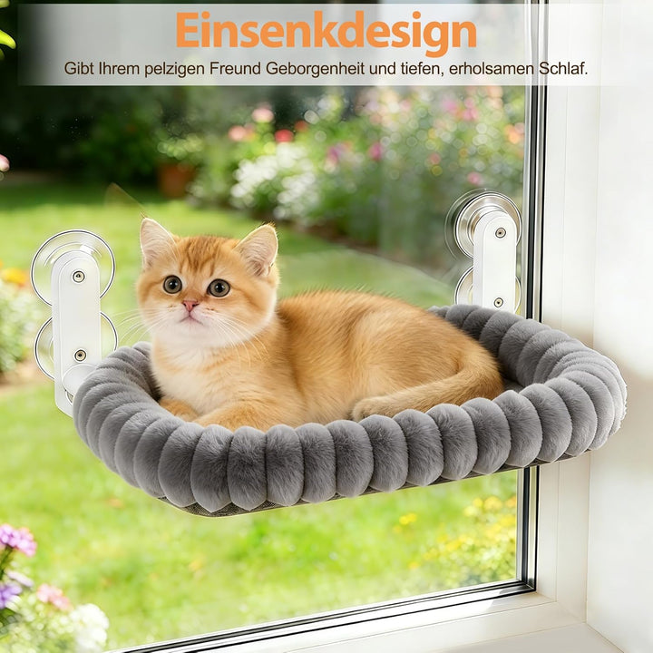 Katzen Fensterliege, Klappbarer Katzenbett Fenster Katzenliege Fensterbank Hängematte mit 4 Saugnäpf