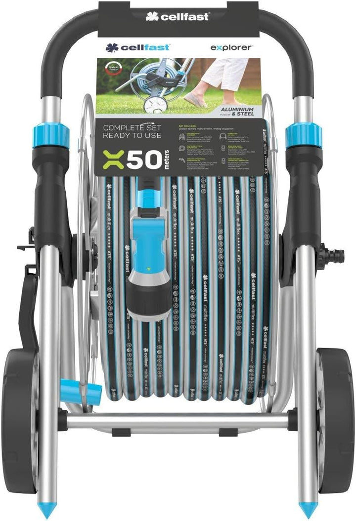 Cellfast Satz Metallschlauchwagen EXPLORER aus hochwertigem Stahl und Aluminium mit komfortabler Sch