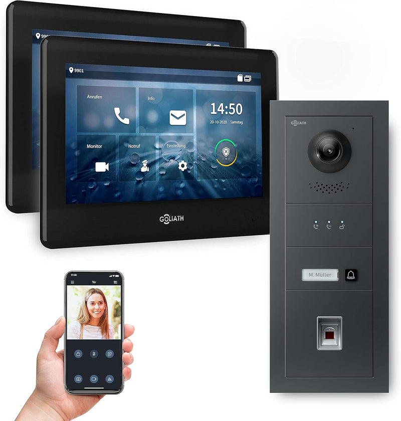 Goliath Hybrid | 2-Draht | Full-HD Video Türsprechanlage | App | 1-Fam | 2 x Full-Touchscreen 7" | A