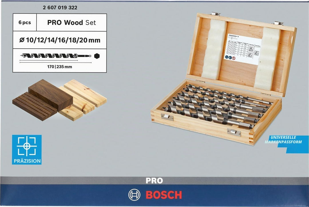 Bosch Professional 6tlg. Holzschlangenbohrer-Set mit 1/4"-Sechskantschaft Schaft-Set, Schaft-Set