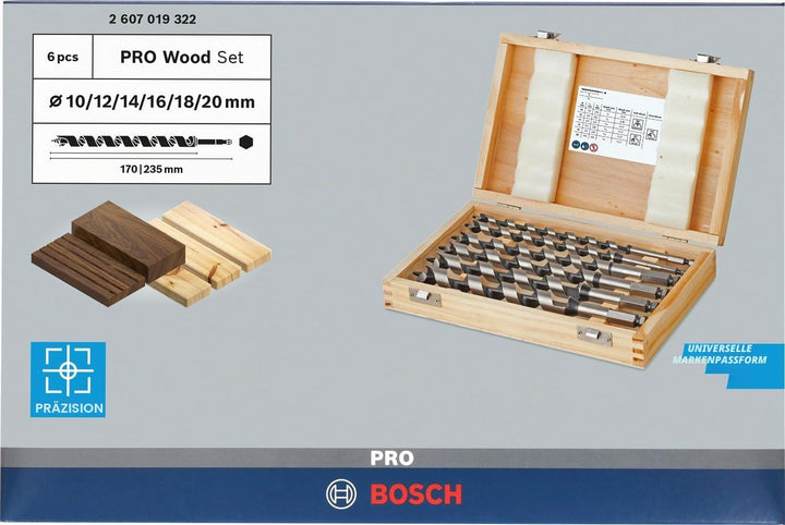 Bosch Professional 6tlg. Holzschlangenbohrer-Set mit 1/4"-Sechskantschaft Schaft-Set, Schaft-Set