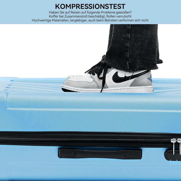 BEIBYE- Hartschalenkoffer Koffer Trolley Rollkoffer Reisekoffer Zahlenschloss 4 Zwilings-Rollen (Gla