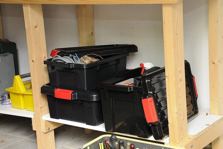 Iris Ohyama, 3er-Set, Aufbewahrungsbox, DIY, 25 L, mit Clips, stapelbar, Garage - Power Box SK-230 -
