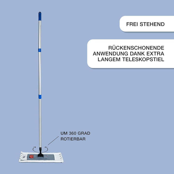 Putzen wie die Profis Bodenwischer-Set mit Teleskopstiel 170 cm Höhenverstellbar Wischmopp mit Magne