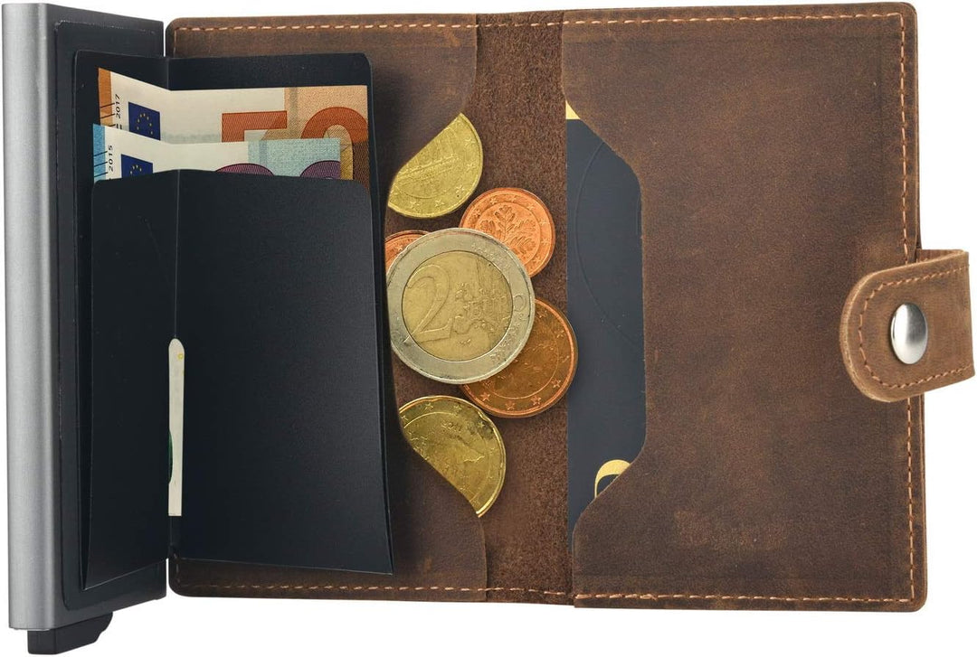 Premium Herren Portmonee RFID Schutz Kartenetui Business Geldbörse feinstes A++ Echtleder mogdi Nano