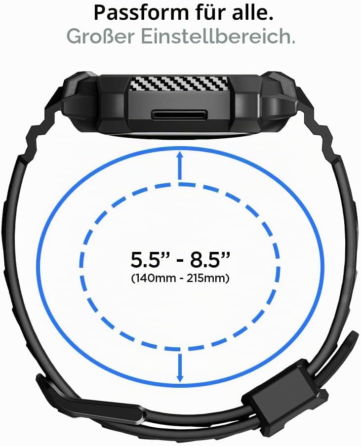 Spigen Rugged Armor Pro Hülle mit Band für Fitbit Versa 4 / Sense 2 | TPU-Unibody-Hülle mit Armband,