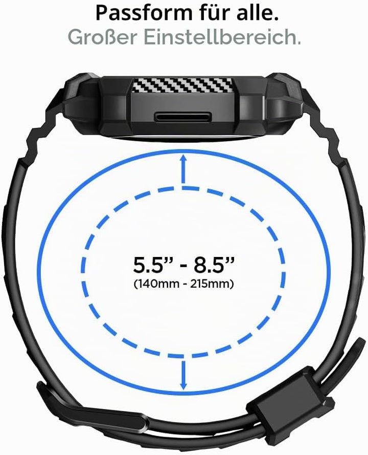 Spigen Rugged Armor Pro Hülle mit Band für Fitbit Versa 4 / Sense 2 | TPU-Unibody-Hülle mit Armband,