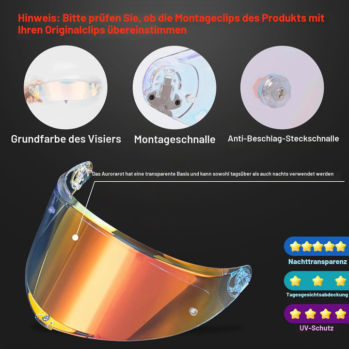 PSLER Für AGV K6 K6s Visier Verspiegelt Helmvisier, Helmgesichtsschutz Getöntes Visier Motorradhelm