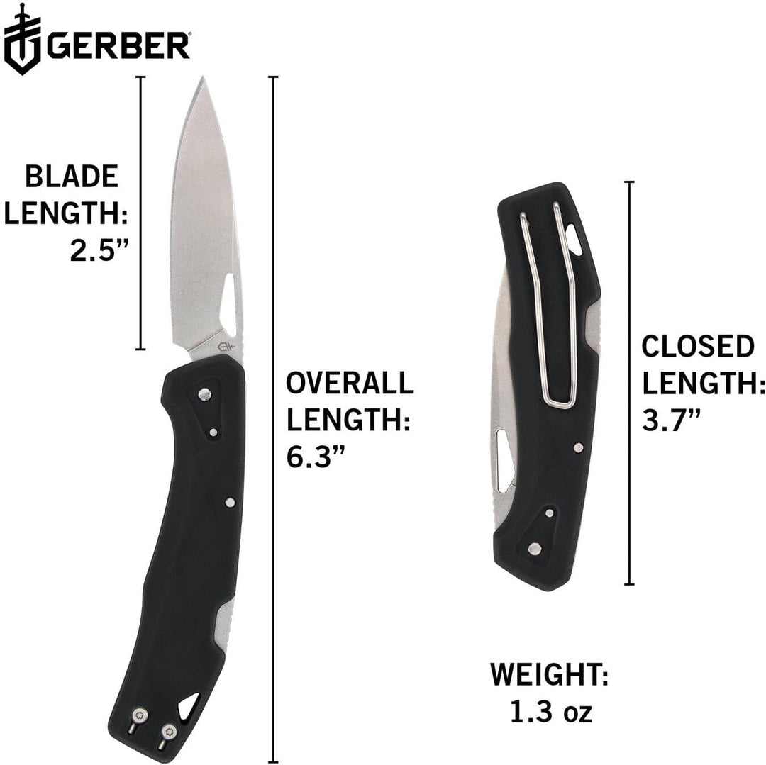 Gerber Taschenmesser mit Gürtelclip, LST, 440A Clip Poin-Edelstahlklinge, Griffschalen aus glasfaser