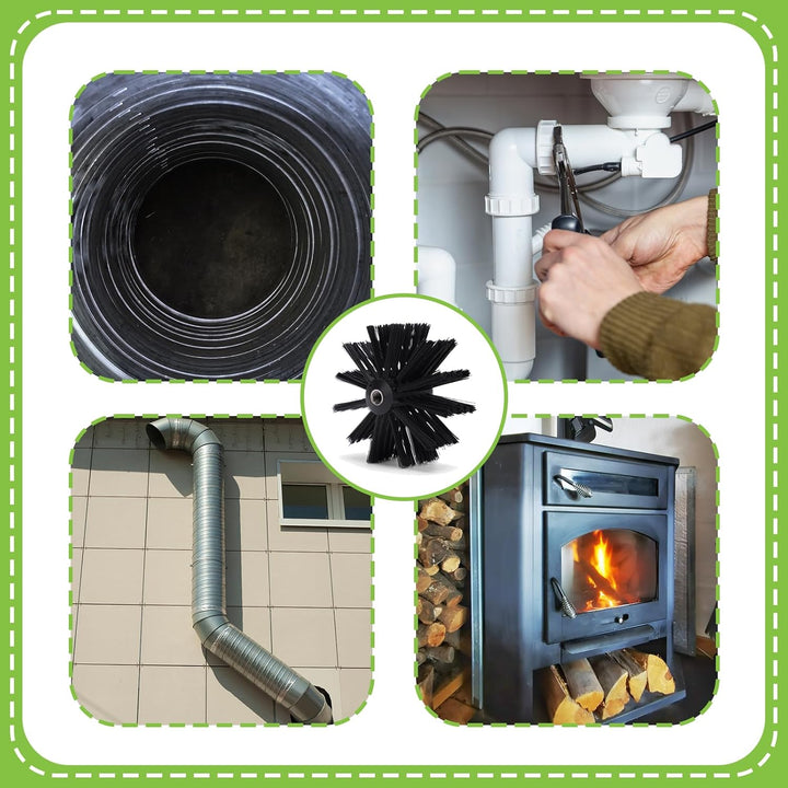 31 Kaminbürsten Set Premium (150mm Bürstenkopf) - 20x Flexible Stangen Inkl. 2 Bürsten, Trocknerbürs