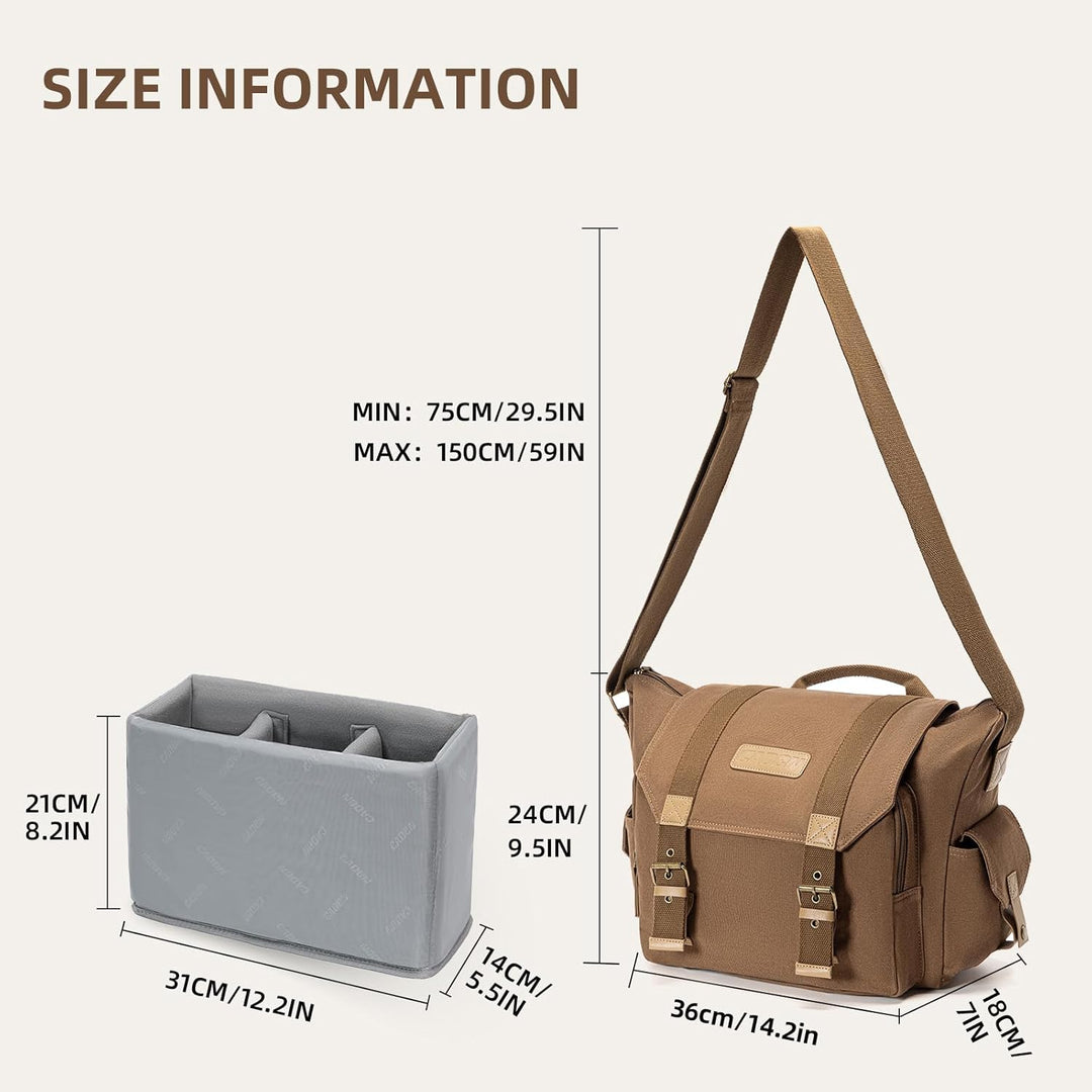CADeN Kameratasche, Foto Travel Compact Leinwand Vintage Schultertasche Kamera Bag mit Gepolsterter