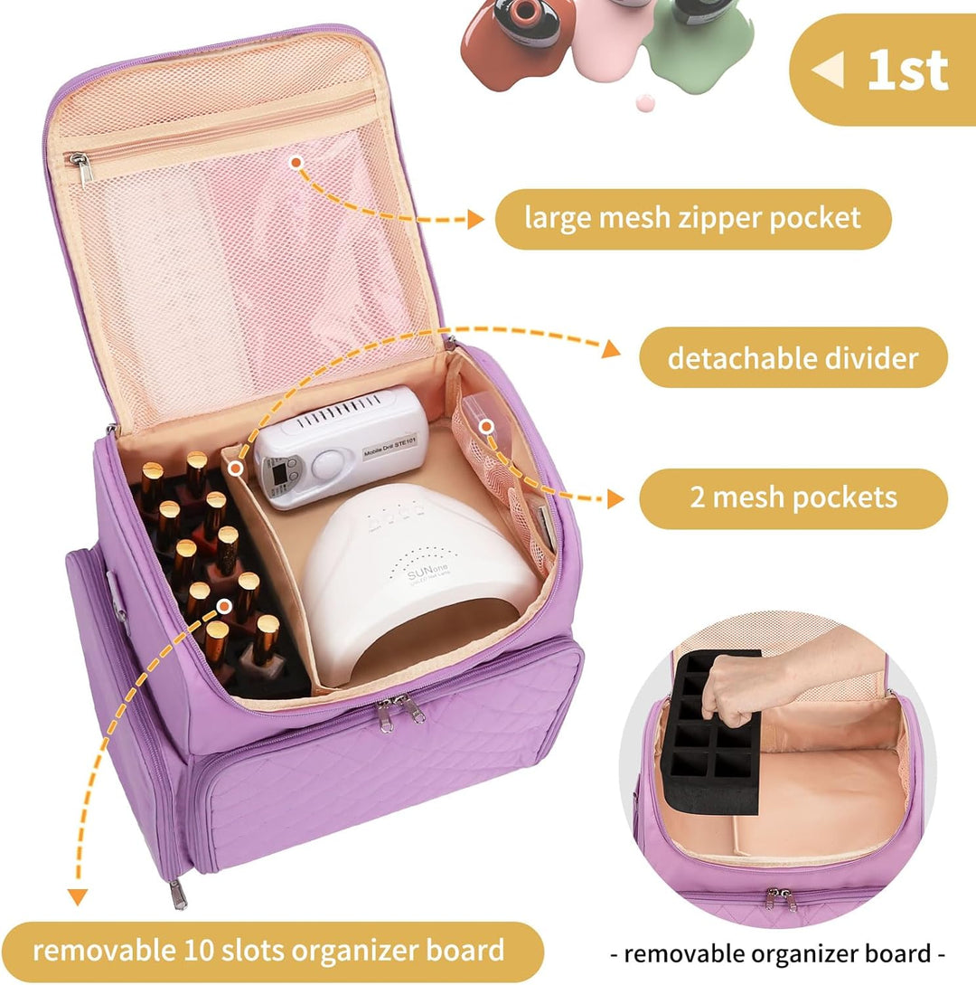 Nagelkoffer mit Extra Grosser Kapazität – Nagellack Koffer für 86 bis 100+ Flaschen & Nagellampe, Do