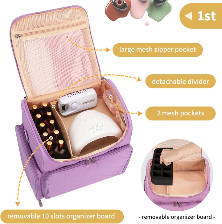 Nagelkoffer mit Extra Grosser Kapazität – Nagellack Koffer für 86 bis 100+ Flaschen & Nagellampe, Do