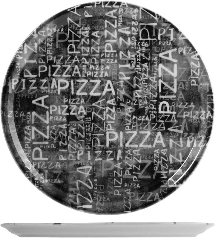 Saturnia 35763 Black&White Set aus 6 Pizzatellern, Porzellan, Sortiert, 33 cm