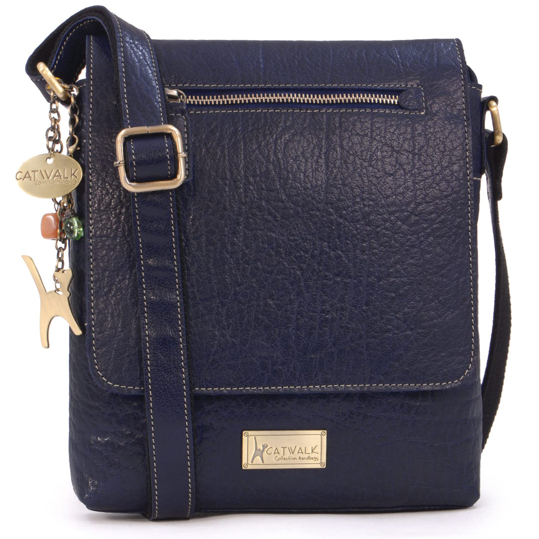 Catwalk Collection Handbags - Leder Umhängetasche Damen - Crossbody Bag/Messenger Bag Mittelgross -