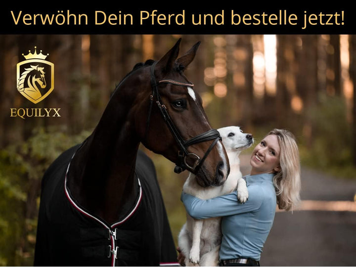 EQUILYX® Abschwitzdecke Pferd mit Teddy-Kragen und abnehmbaren Kreuzgurten [perfekte Passform] Fleec