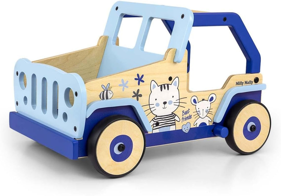 Milly Mally Explorer Kinder Lauflernwagen Holz Baby Push Pull Lauflernhilfe Spielzeug für 1-3 Jahre
