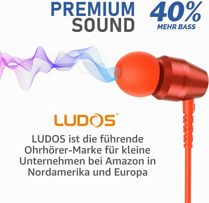 LUDOS OMNITONE Kopfhörer In Ear Kopfhörer mit Kabel und Mikrofon, 5 Jahre Garantie, In Ear Ohrhörer,