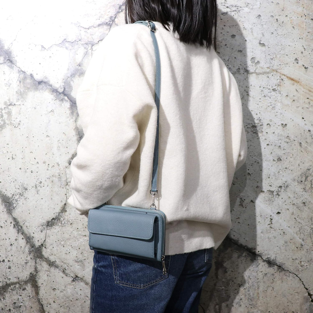 SH Leder Damen Handytasche Umhängetasche Geldbörse Multifunktion Beutel aus Echtleder Verstellbar Sc