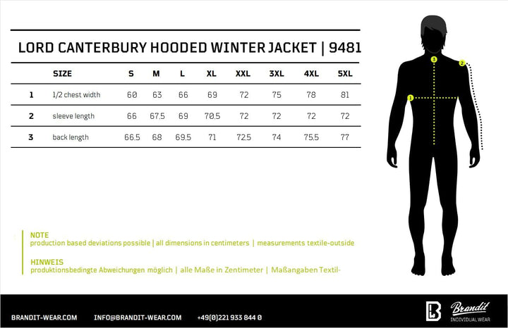 Brandit Lord Canterbury Hooded Winter Männer Übergangsjacke schwarz Basics, Rockabilly XL Schwarz, X