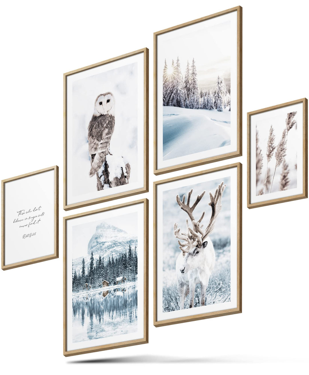 BLCKART Winter Wonderland Poster Set Beidseitig Bedruckt Winter Bilder Wohnzimmer Deko L | 4x A3 | 2