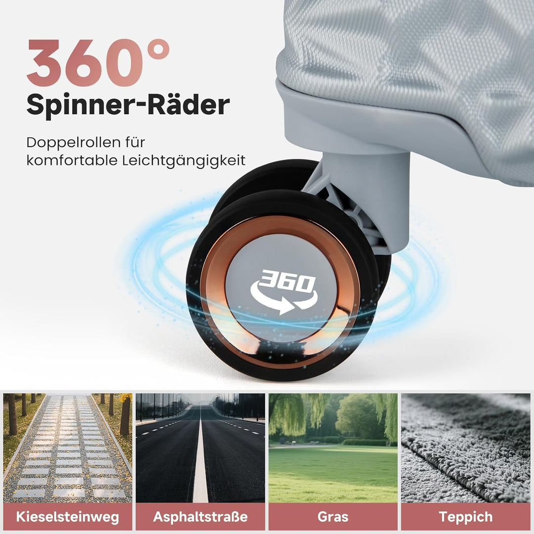 HOMELUX Kofferset 3 Teilig Hartschale Reisekoffer ABS Leicht Trolley Rollkoffer Hartschalenkoffer Se