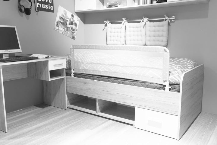 fillikid Bettgitter Punkte - Baby-Rausfallschutz mit rutschsicherer Bodenhalterung - Kinder-Bettsich