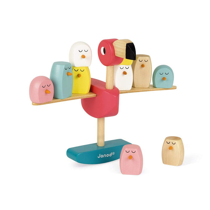Janod J08230 Zigolos Flamingo-Geschicklichkeitsspiel aus Holz, interaktives Spiel, Farbe auf Wasserb