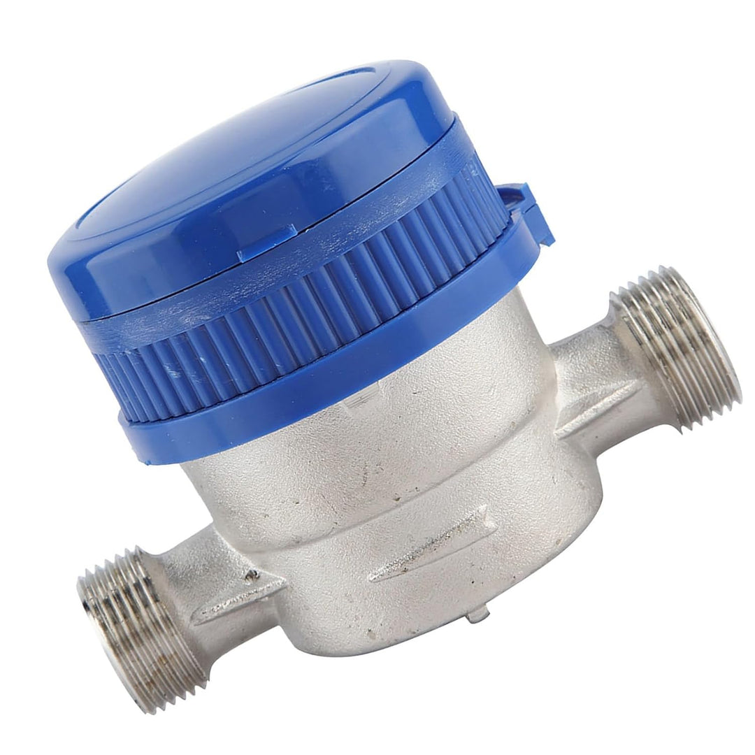 1/2 Zoll Wasserzähler, 15mm Geeicht Gartenwasserzähler, Kaltwasser Zapfhahnzähler mit Armaturen Schu