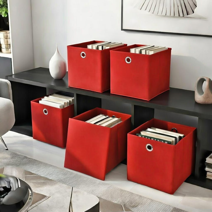 StickandShine 4er Set Rot Faltbox 28 x 28 x 28 cm Aufbewahrungsbox faltbar mit Deckel, Rot